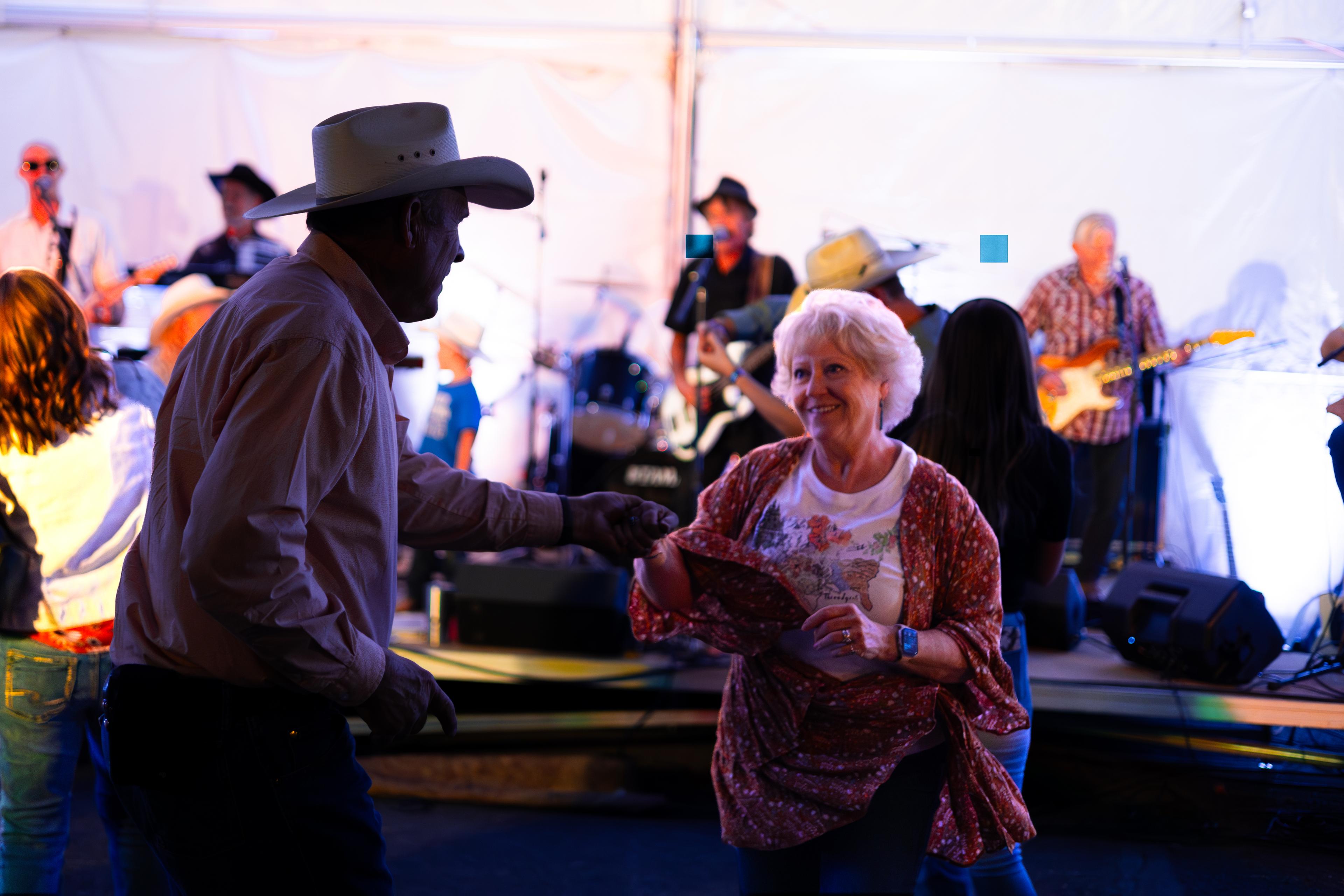 Old lady and old man dancing