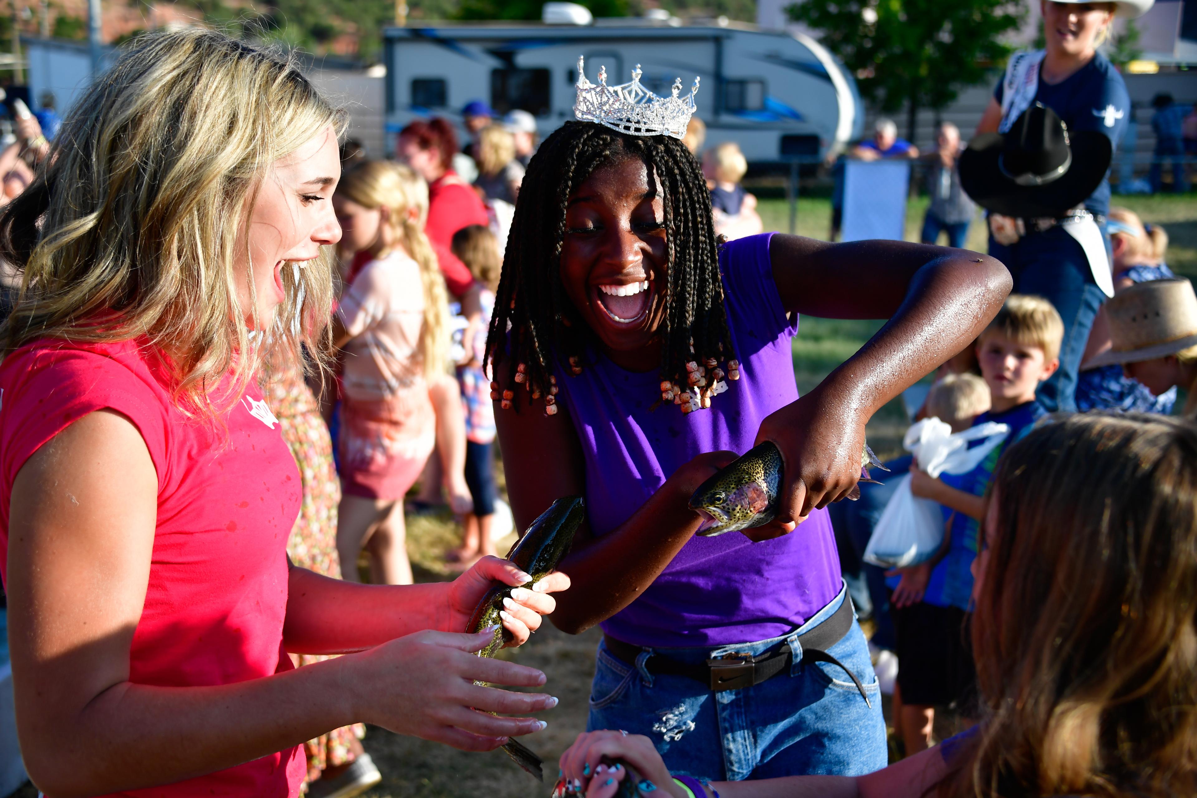 A young participant at the fish grab