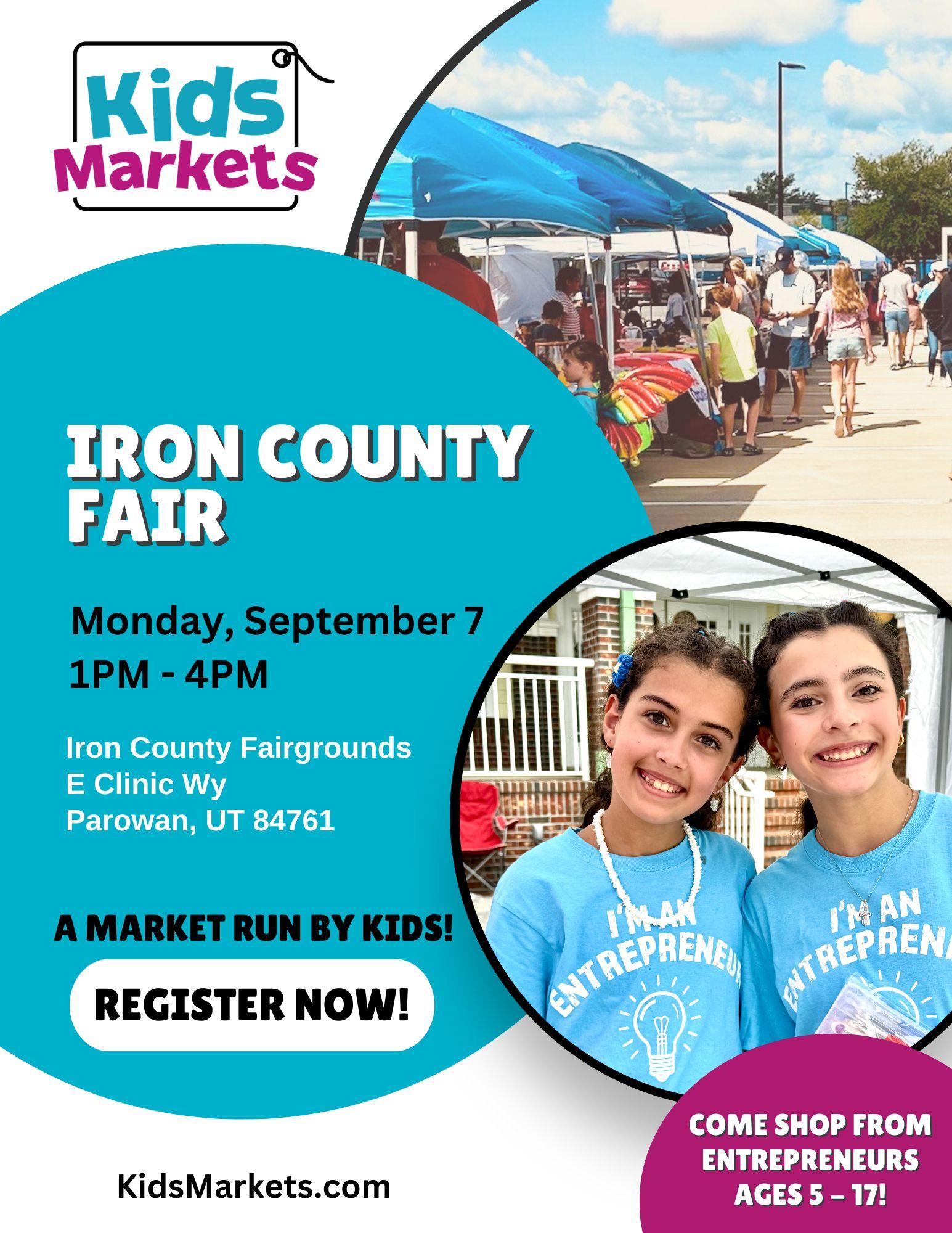 Additional Kids Market flyer for the Iron County Fair.