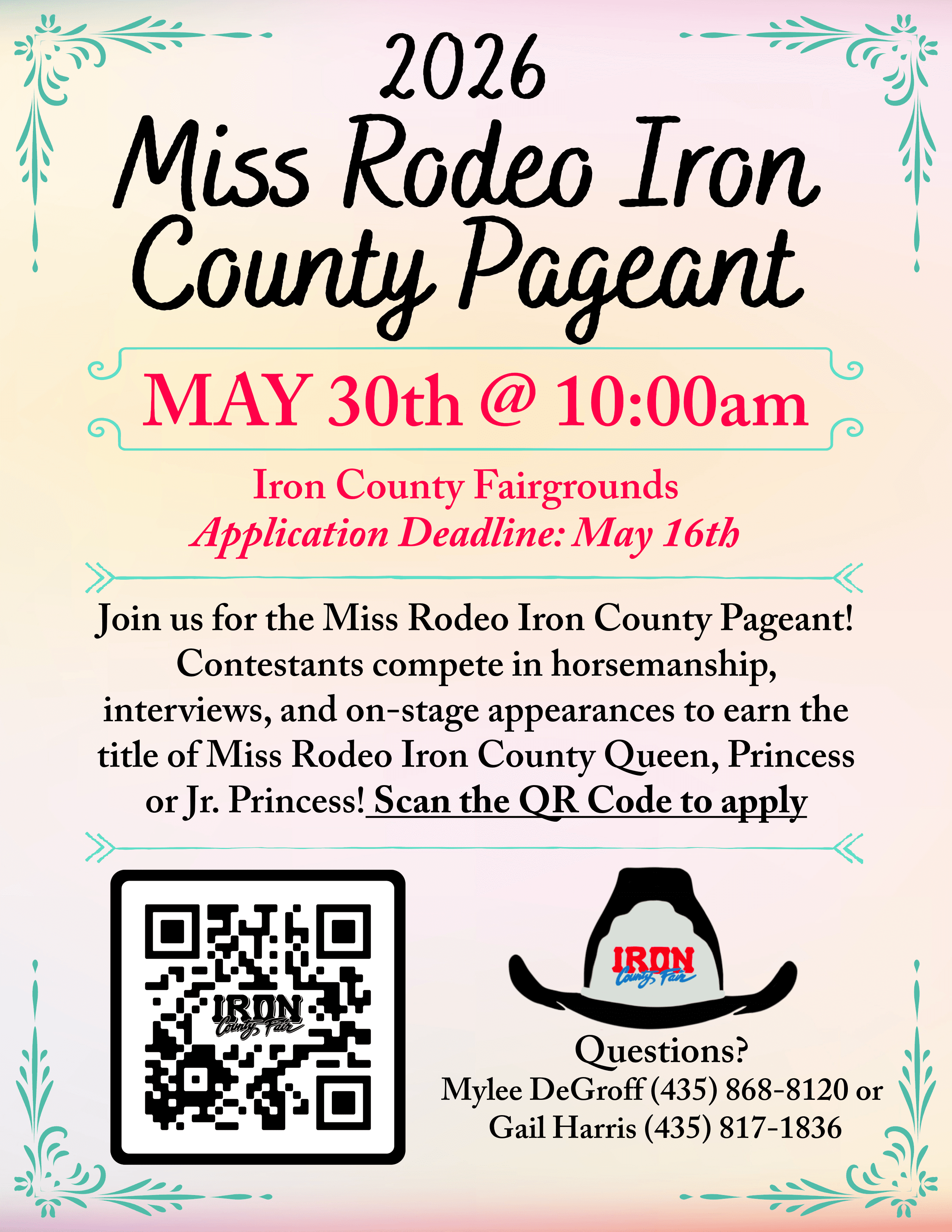 Miss Rodeo Iron County May 30th @ 10 AM Iron County Fairgrounds