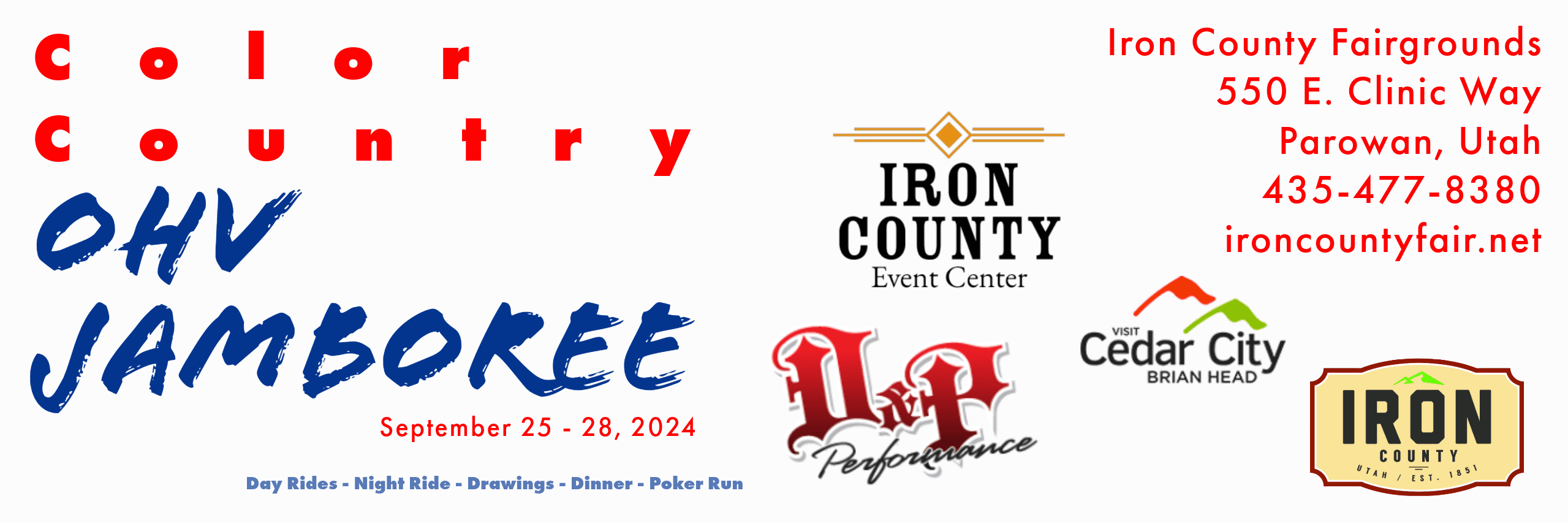 Color Country OHV Jamboree, Iron County Fairgrounds Parowan Utah. September 25 thru 28 2024.