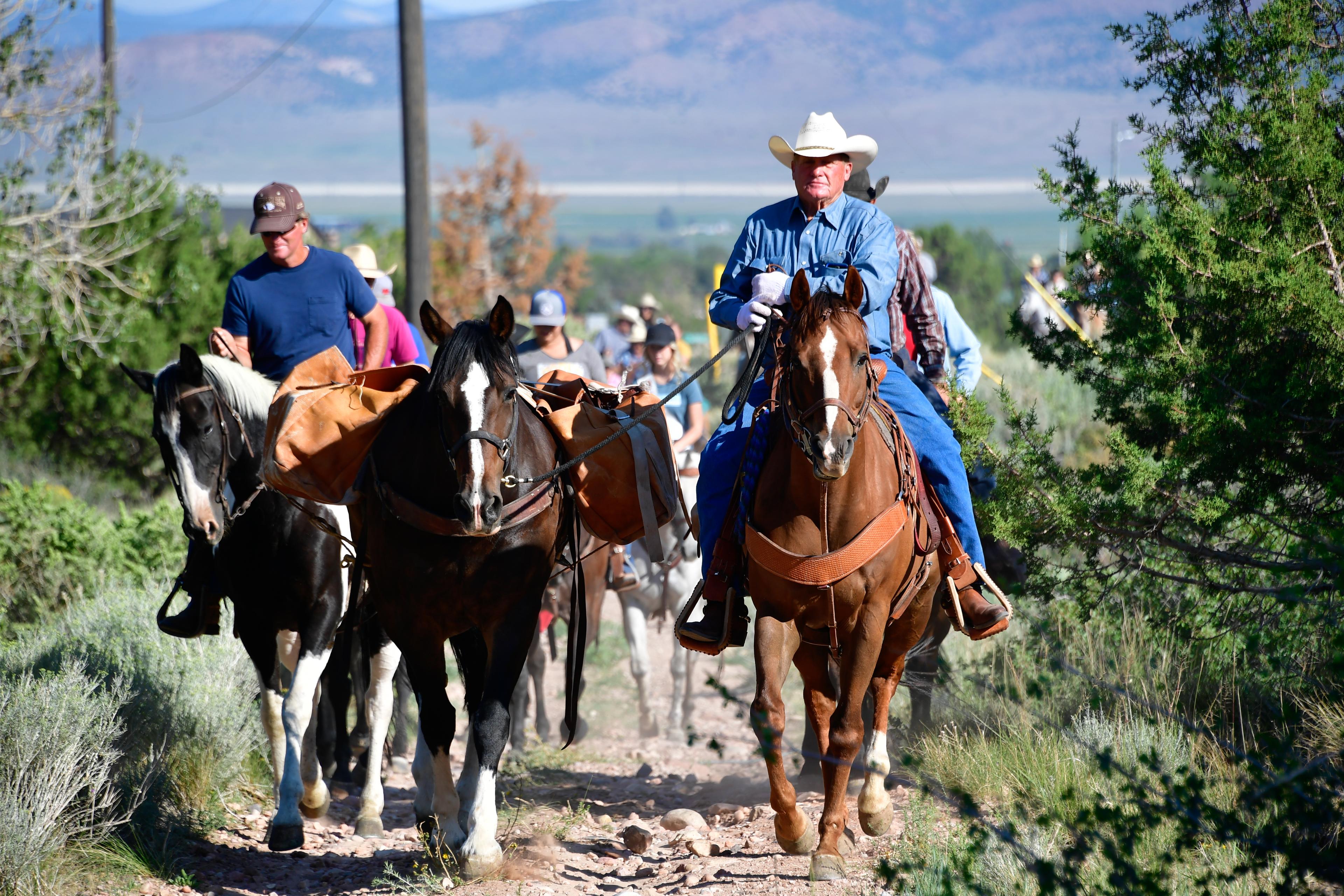 group riding horses