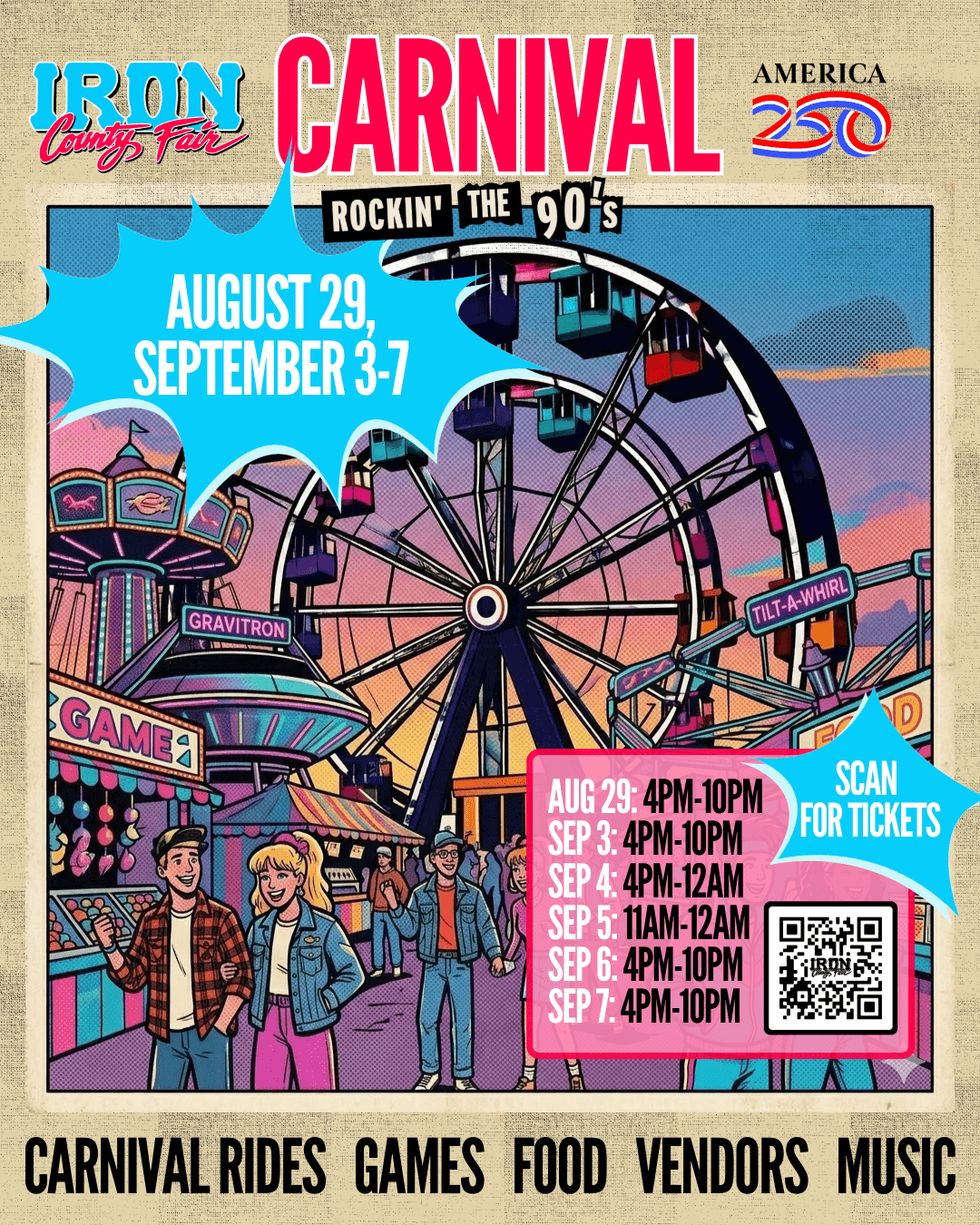 Carnival Flyer. August 29, September 3-7 4-10 pm most days.